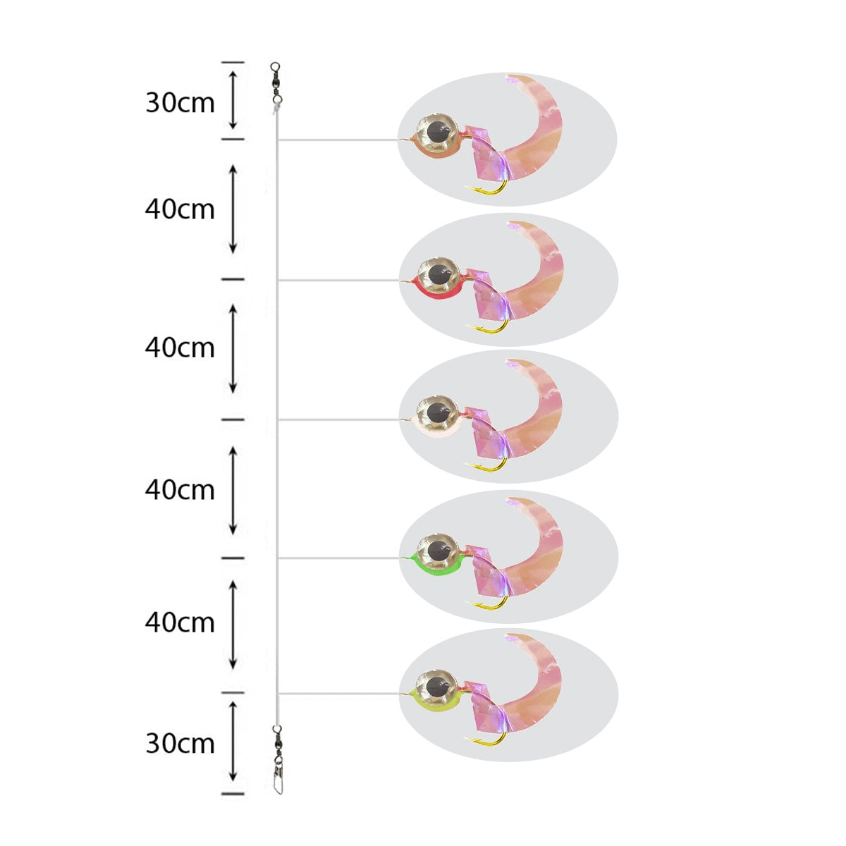 Amettiere sabiki per persico Big Eye Curly Tail