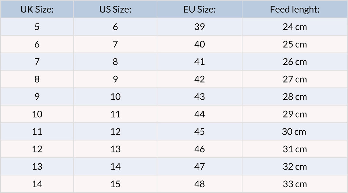 Size Chart Guideline Kaitum Boots
