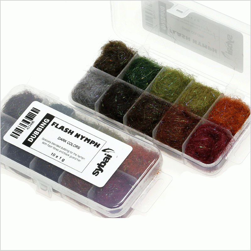 Flash Nymph Dubbing Dispenser Dark Colors Sybai