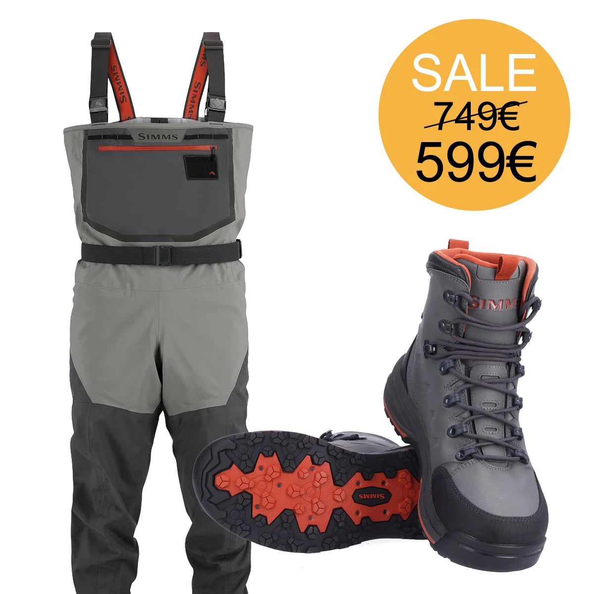 Kit Wader Simms Freestone & Scarpone Simms Freestone suola gomma