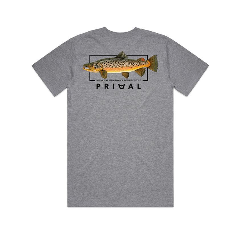 Maglia Primal Artist Tee Brown Trout Grey - Go - Fish