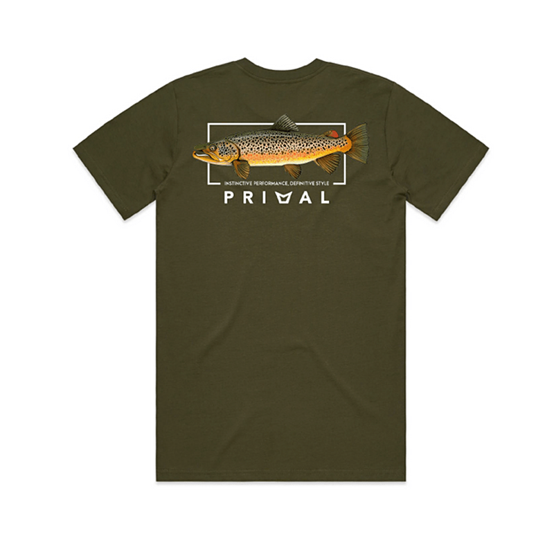Maglia Primal Artist Tee Brown Trout Olive - Go - Fish