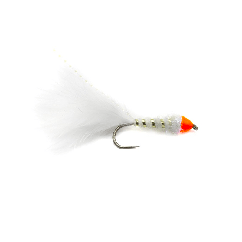 Marabou Leech Tungsten - White/Orange 8 - Go - Fish