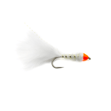 Marabou Leech Tungsten - White/Orange 8 - Go - Fish