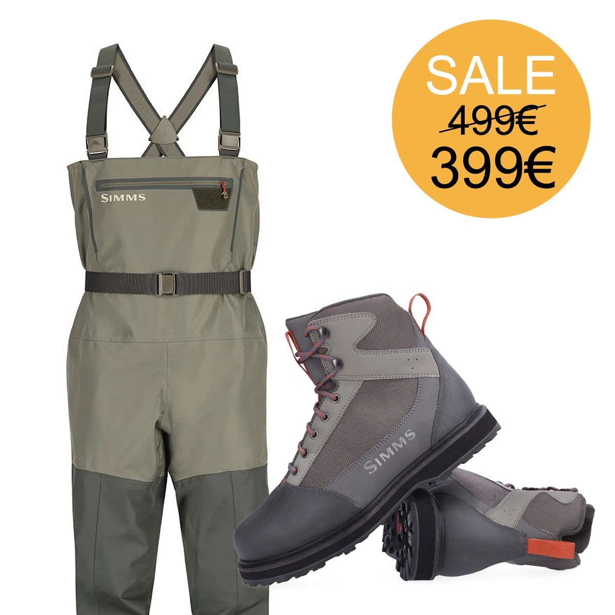 Kit Wader Simms Tributary & Scarpone Simms Tributary suola gomma