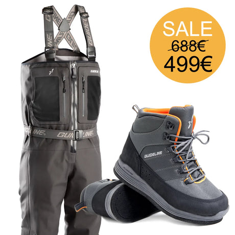Wader Guideline Laxa 2.0 ZIP & scarpe da wading Guideline Laxa suola feltro