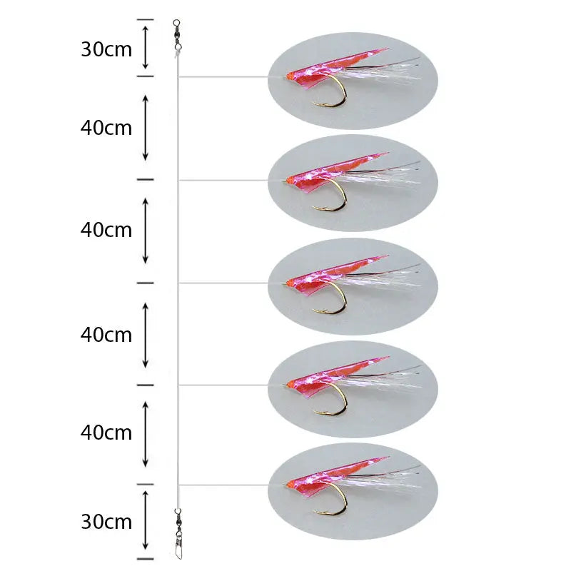Amettiere sabiki per persico Go-Fish 05 Pink Pearl / #10 / 220cm