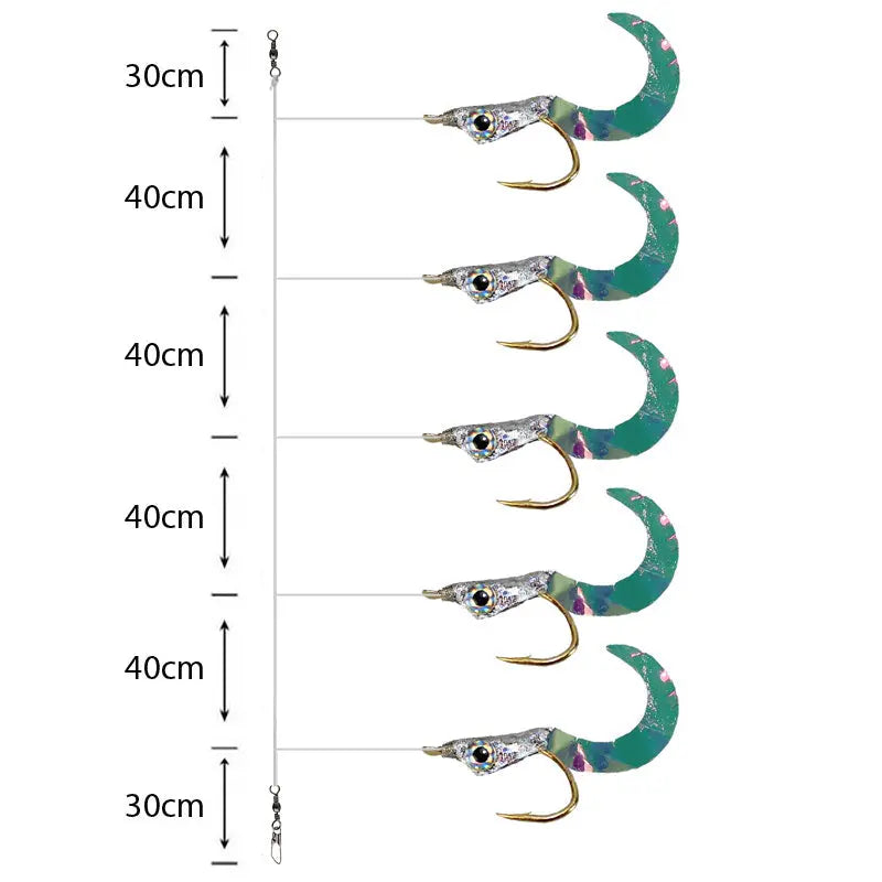 Amettiere sabiki per persico Go-Fish 06 Curl Tails / #10 / 220cm