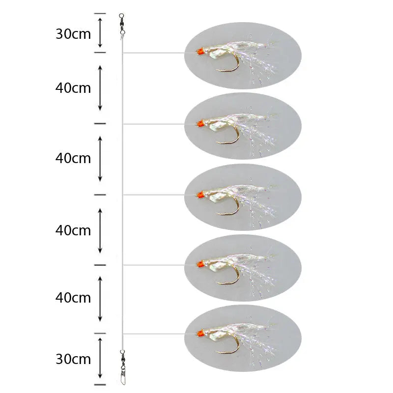 Amettiere sabiki per persico Go-Fish 12 Sili Skin pearl / #6 / 220cm