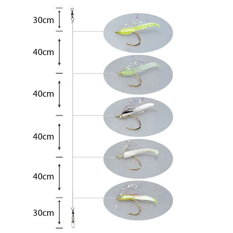 Amettiere sabiki per persico Go-Fish 15 Perch Woggly Tail / #6 / 220cm