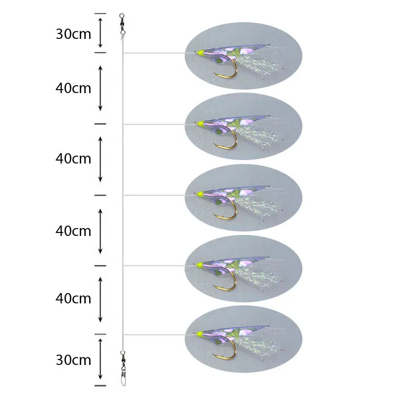 Amettiere sabiki per persico Go-Fish 03 Blue UV / #10 / 220cm