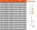 Waders Simms Freestone Stockingfoot Size Chart