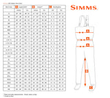 Size Chart Waders Simms G4Z