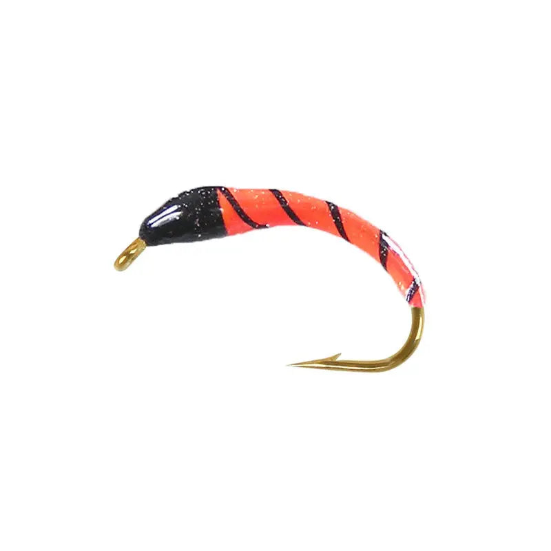 Neon red black ribbed ninfa Go-Fish
