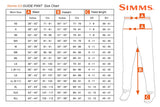 Size Chart Simms G3 Guide Pant