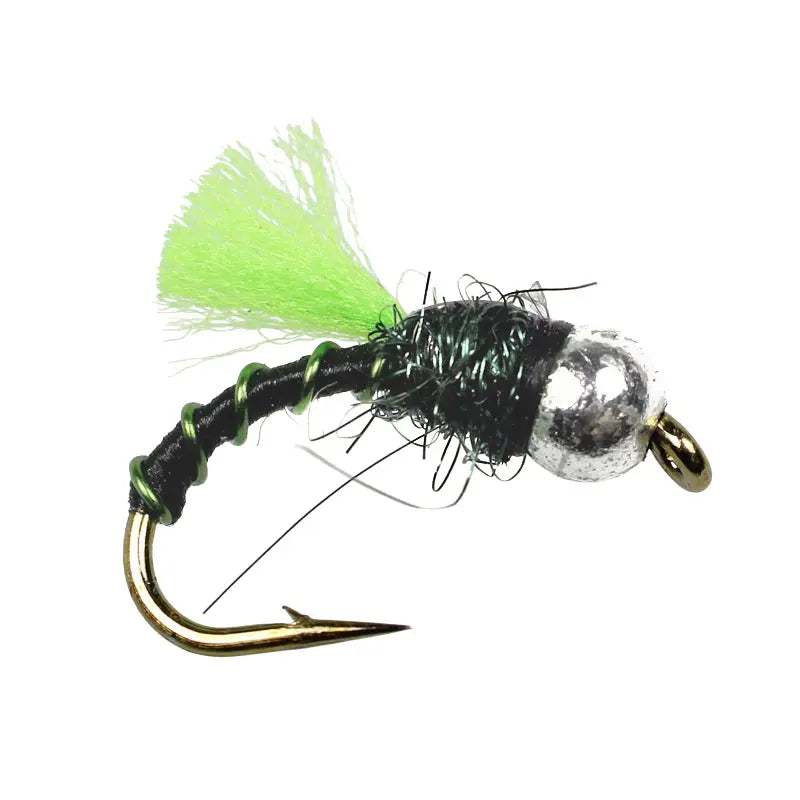Tungsten Black Fl. Green Caddis Go-Fish