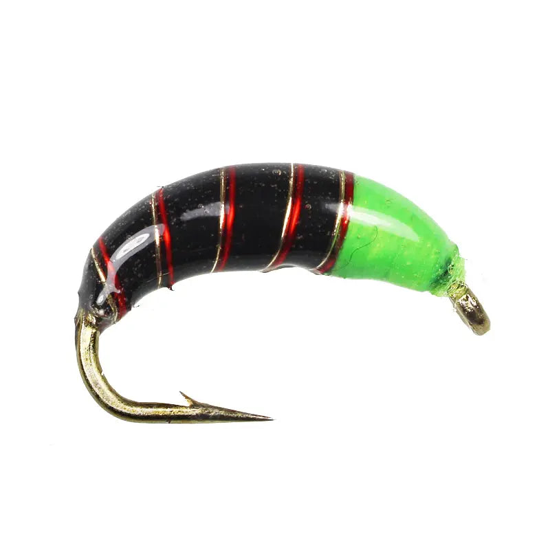 Tungsten Epoxy Green Black Caddis Go-Fish