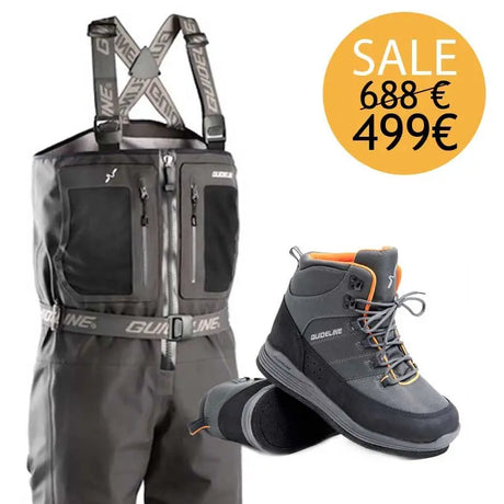 Wader Guideline Laxa 2.0 ZIP & scarpe da wading Guideline Laxa suola feltro Bundles Guideline