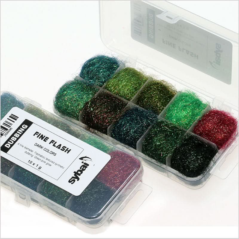 Fine Flash Dubbing Dispenser Dark Colors - Go - Fish