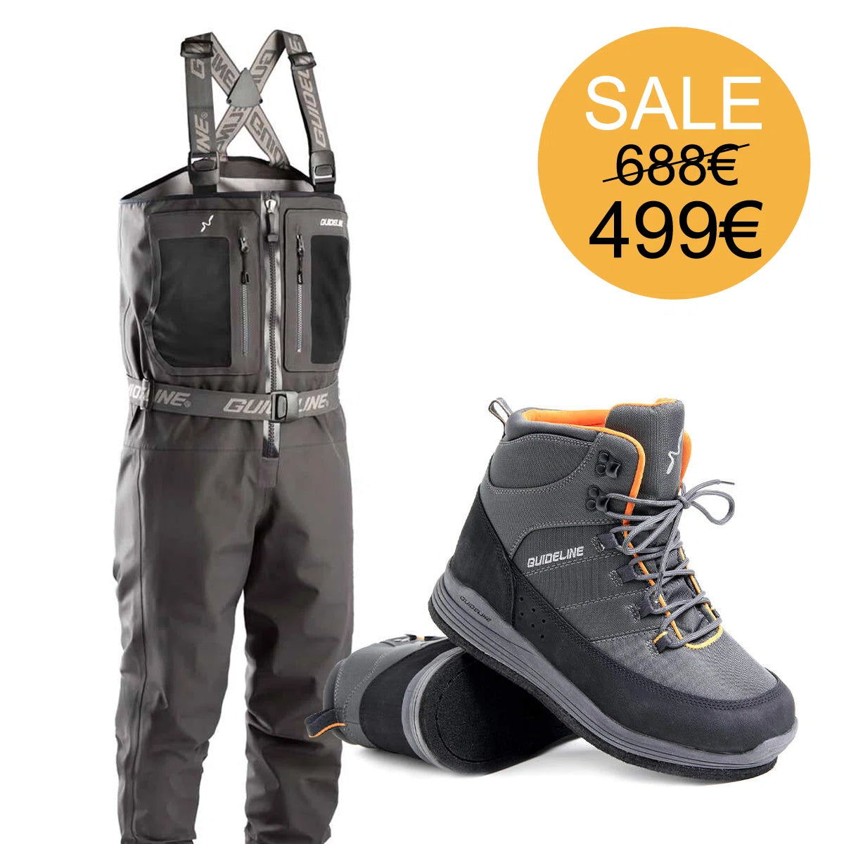 Wader Guideline Laxa 2.0 ZIP & scarpe da wading Guideline Laxa suola feltro
