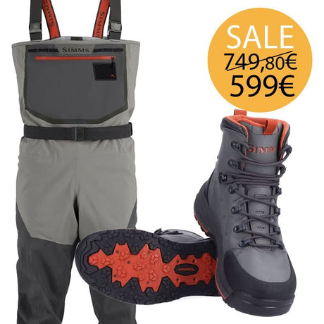 Kit Wader Simms Freestone & Scarpone Simms Freestone suola gomma - Go - Fish