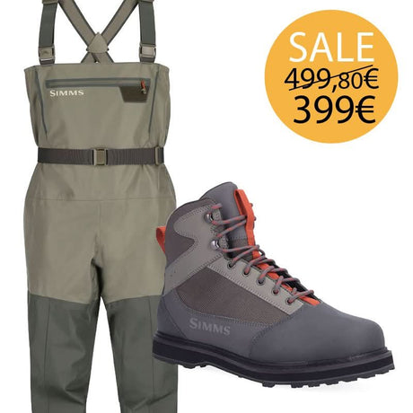 Kit Wader Simms Tributary & Scarpone Simms Tributary suola gomma - Go - Fish