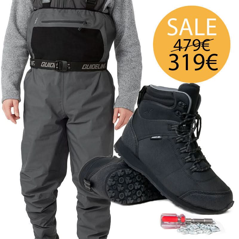 Kit Waders Guideline Kaitum & Scarpone Guideline Kaitum Suola gomma & chiodi - Go - Fish