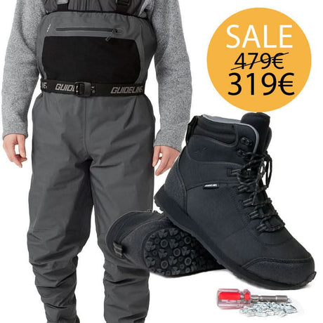 Kit Waders Guideline Kaitum & Scarpone Guideline Kaitum Suola gomma & chiodi - Go - Fish