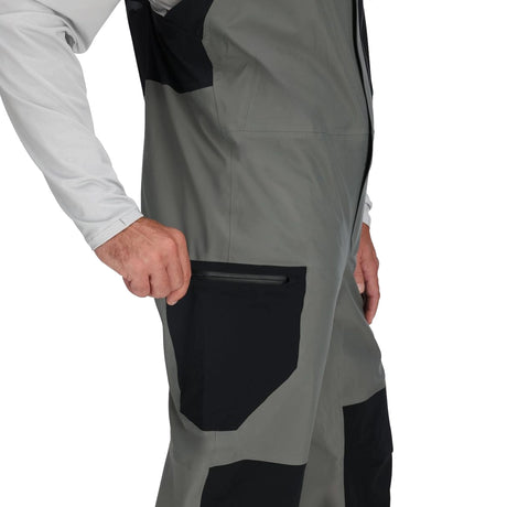 Salopette impermeabile Simms Vapor Elite Bib Gunmetal a 3 strati per pesca a mosca, leggera, traspirante e resistente alle intemperie