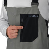 Salopette impermeabile Simms Vapor Elite Bib Gunmetal a 3 strati per pesca a mosca, leggera, traspirante e resistente alle intemperie