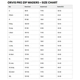 Waders Orvis Pro Zip Size Chart